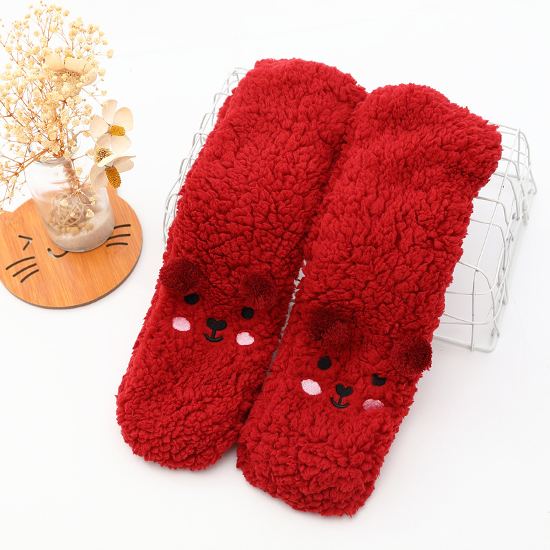 Cozy Plush Animal Slipper Socks Winter Warm Non-Slip Plush Floor Socks
